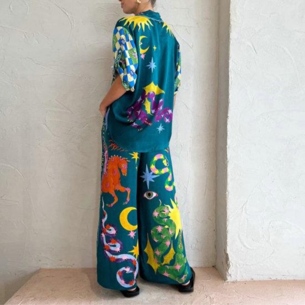 Emerald Multi-Print Wide-Leg Jumpsuit - Picture 6 of 7